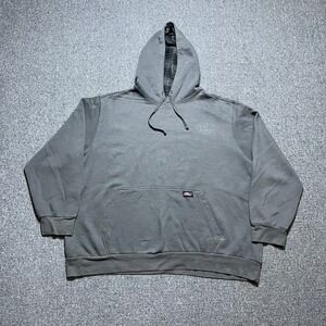 Genuine Dickies Hoodie 2XL Grey Plaid Lined Fleece‎ Pullover Workwear Sweatshirt